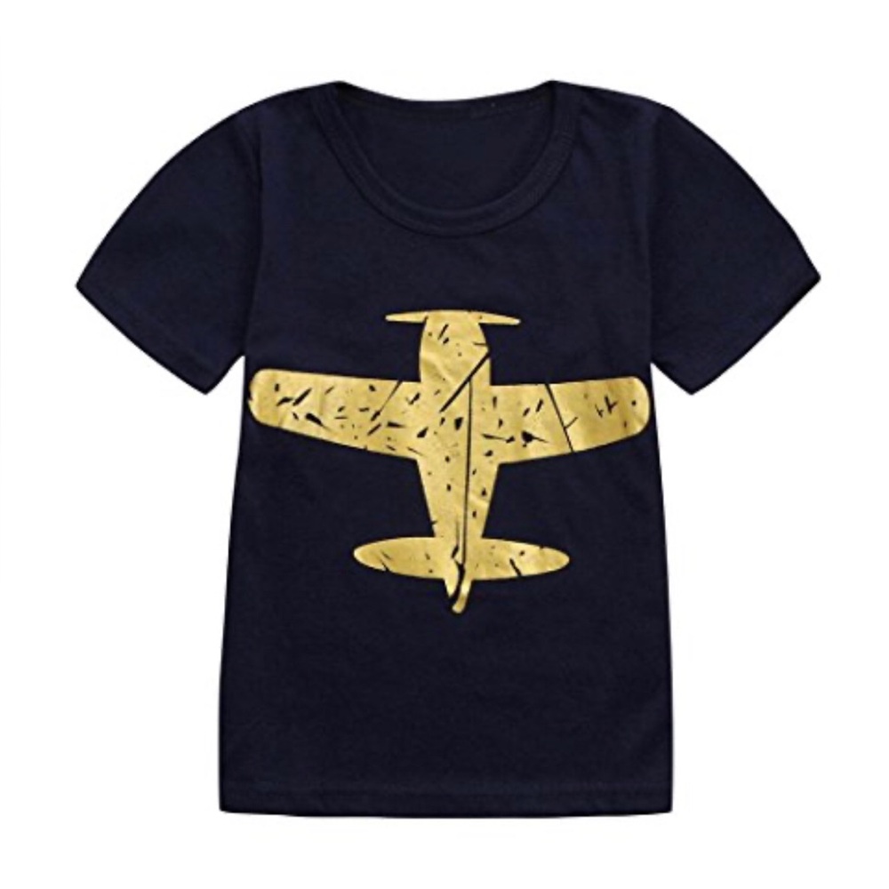 Kids Navy Blue Airplane Graphic Tee - Brand: